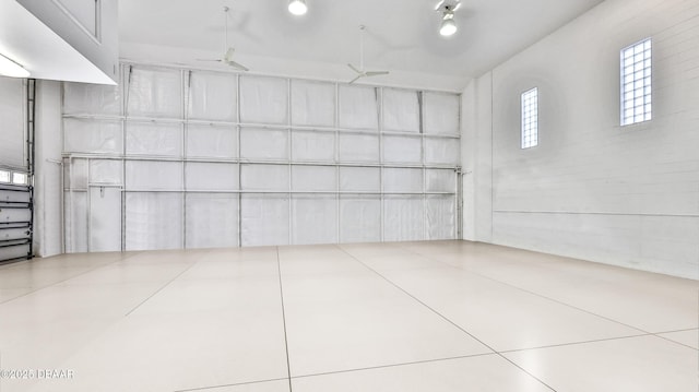 garage with ceiling fan