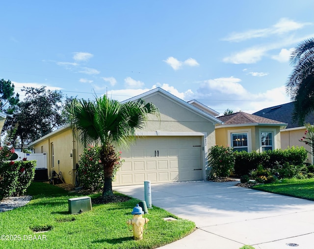 2672 Star Coral Ln, New Smyrna Beach, FL 32168 - single story home featuring concrete driveway, stucco siding, a front lawn, and a garage