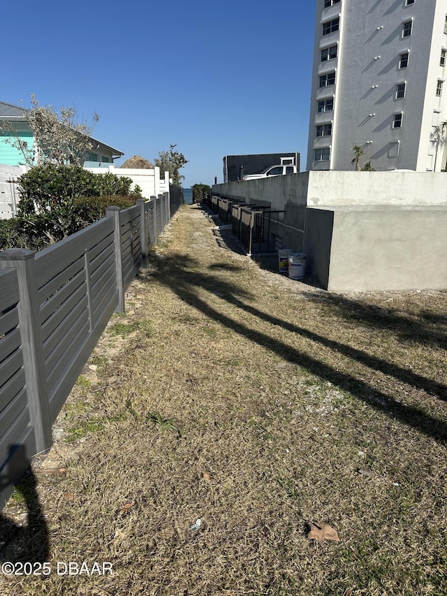 view of yard with fence