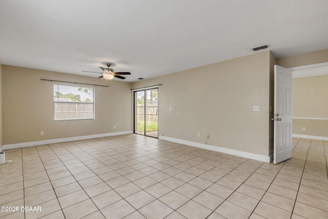 spare room featuring ceiling fan