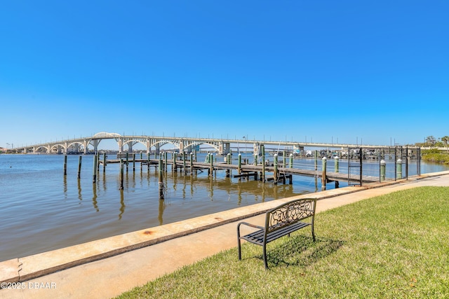 view of dock featuring a water view