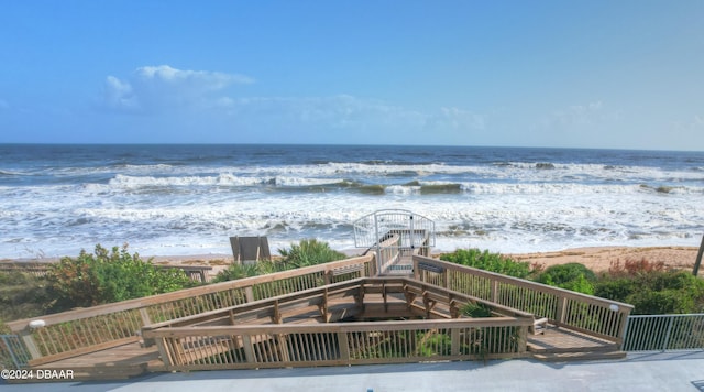 view of water feature featuring a beach view