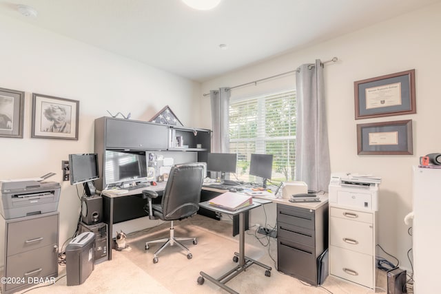 office space with light carpet