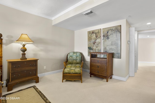 4621 S Atlantic Ave Ave Unit 7101, Ponce Inlet, FL 32127 - sitting room featuring carpet floors, recessed lighting, and crown molding