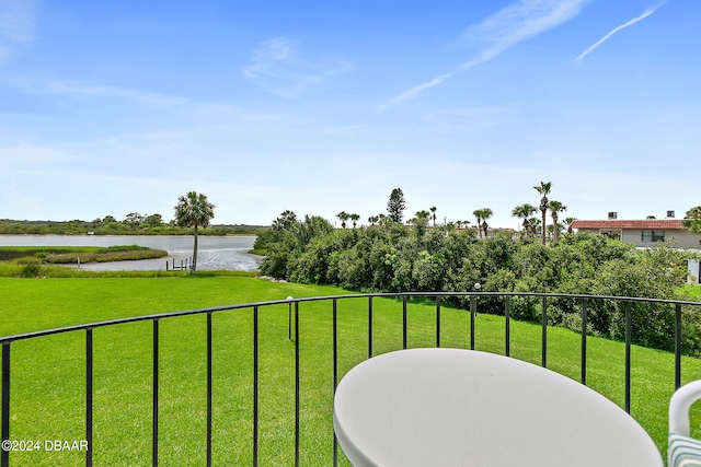 balcony with a water view