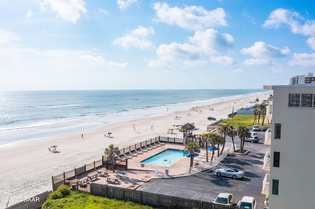 view of water feature featuring a beach view