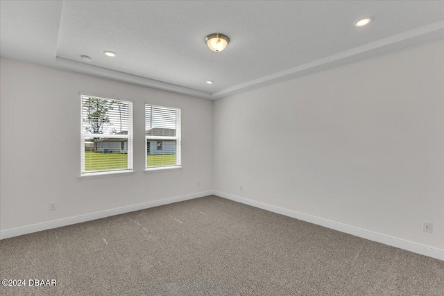 unfurnished room with carpet floors and a textured ceiling