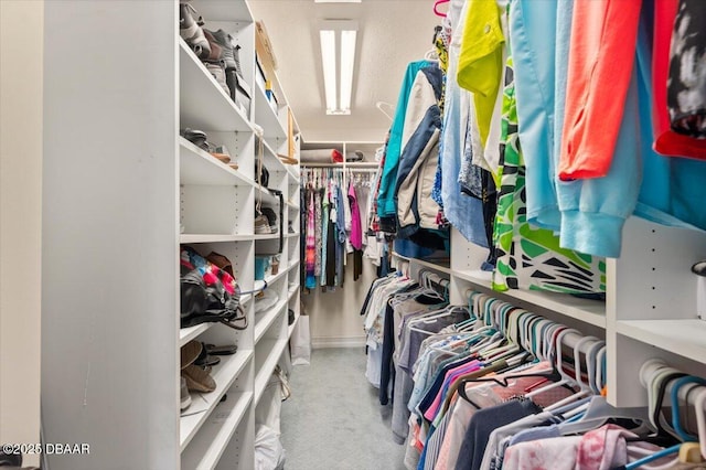 spacious closet with carpet floors