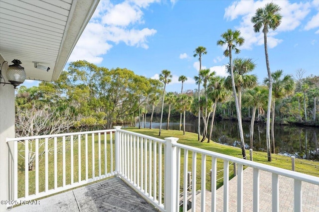 balcony with a water view