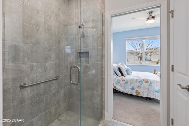 ensuite bathroom with a stall shower and ensuite bath