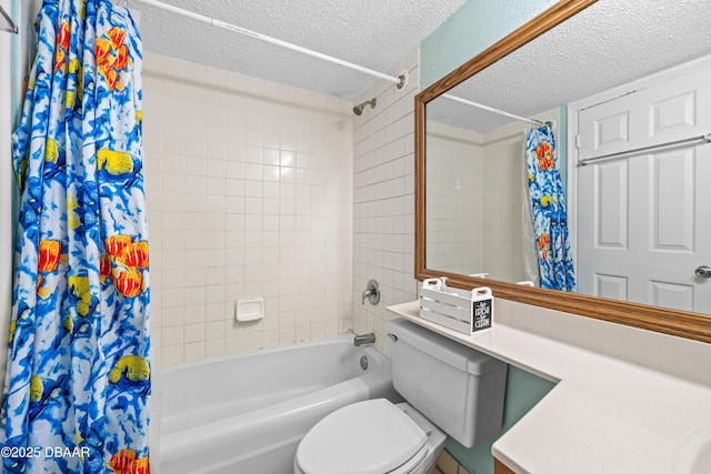 2301 S Atlantic Ave Unit 132, Daytona Beach, FL 32118 - full bathroom featuring a textured ceiling, shower / tub combo, vanity, and toilet