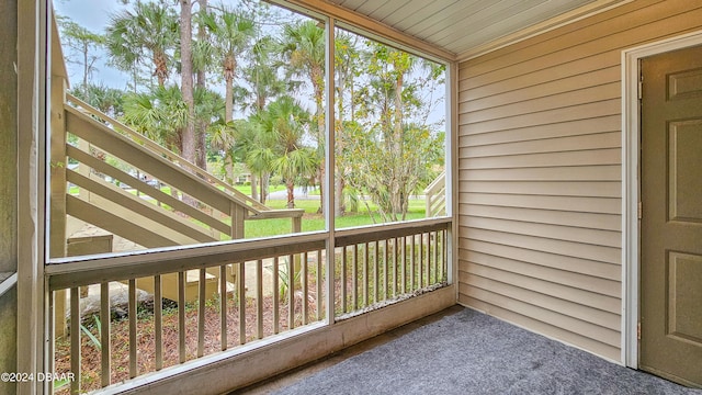 view of unfurnished sunroom