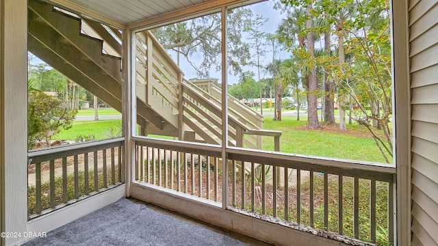 view of unfurnished sunroom