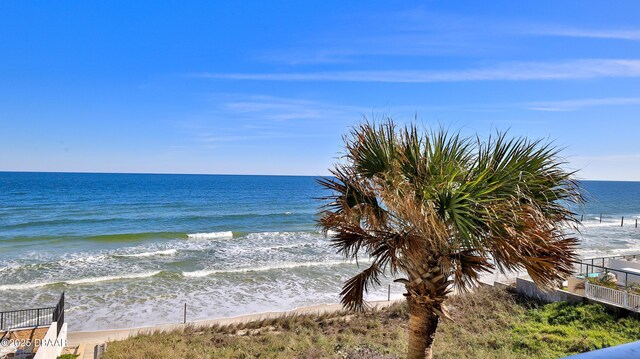 view of water feature with a view of the beach