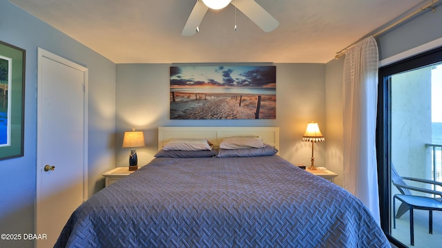 bedroom featuring ceiling fan