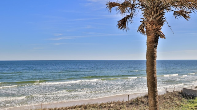 view of water feature featuring a view of the beach