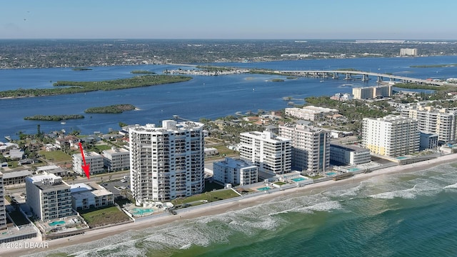 bird's eye view featuring a water view