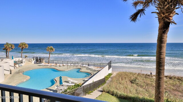 view of water feature with a view of the beach