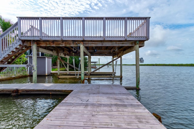 dock area with a water view