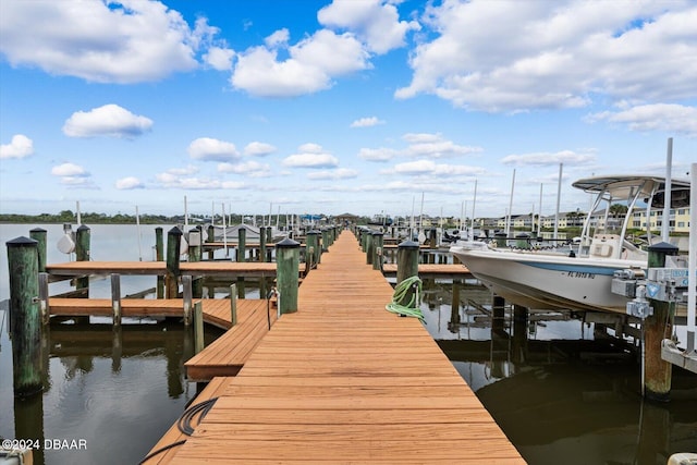 dock area featuring a water view