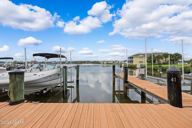 view of dock featuring a water view