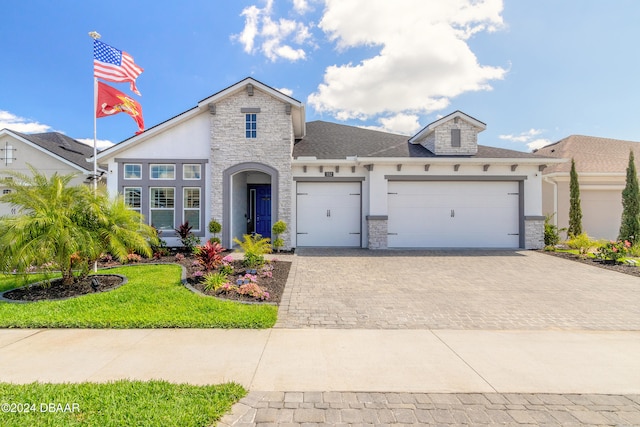 view of front of house with a garage