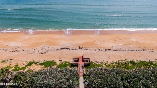 view of water feature featuring a beach view