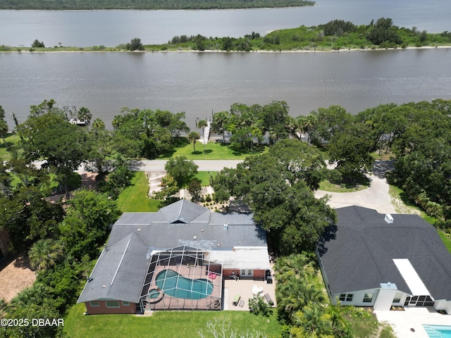 2667 John Anderson Dr, Ormond Beach, FL 32176 - aerial view of a pool area and a large body of water