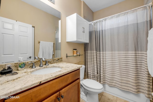 6 Promenade Pl, Palm Coast, FL 32164 - bathroom with vanity, tile patterned floors, and shower / bath combo with shower curtain