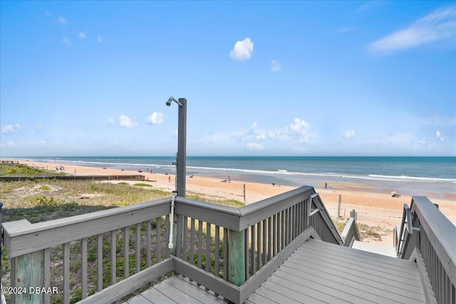 property view of water with a beach view