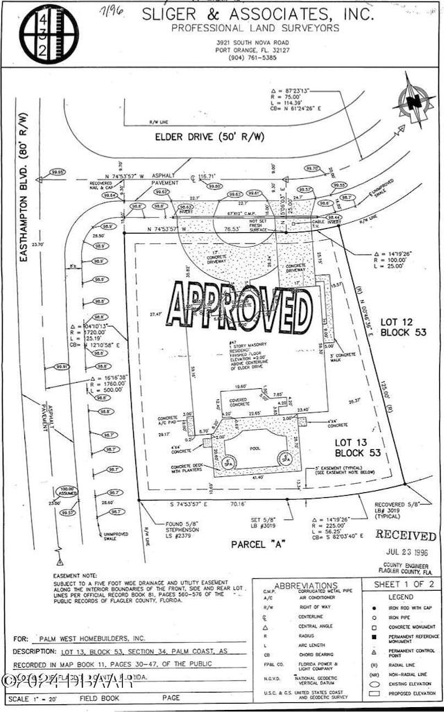 47 Elder Dr, Palm Coast, FL 32164 - survey map / technical document