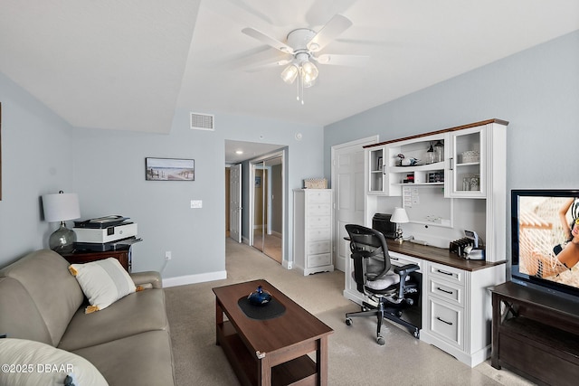 3145 S Atlantic Ave Unit 504, Daytona Beach Shores, FL 32118 - office area featuring ceiling fan and baseboards