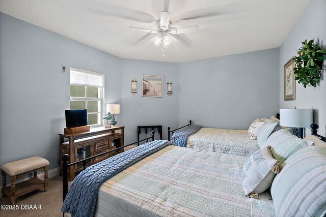 3145 S Atlantic Ave Unit 504, Daytona Beach Shores, FL 32118 - bedroom with carpet floors and a ceiling fan