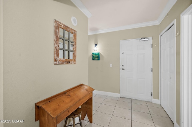 3145 S Atlantic Ave Unit 504, Daytona Beach Shores, FL 32118 - foyer with crown molding and light tile patterned flooring