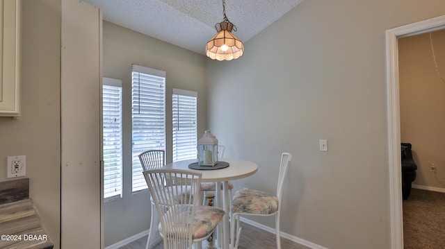 dining room featuring a textured ceiling