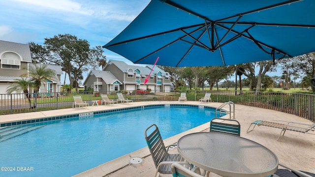 view of pool featuring a patio area