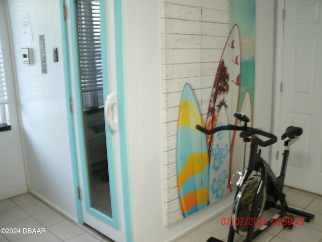 interior space featuring tile patterned flooring