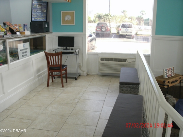 interior space with light tile patterned floors