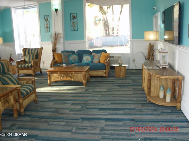 living area featuring a wealth of natural light