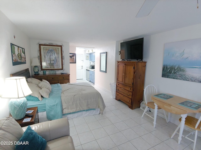 bedroom with light tile patterned floors