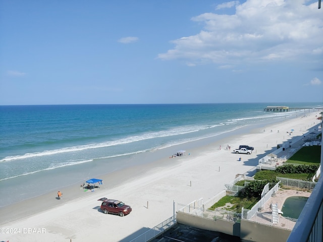 view of water feature featuring a beach view