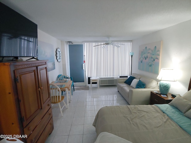 bedroom with light tile patterned floors