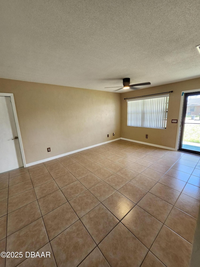 812 S Kottle Cir Unit S, Daytona Beach, FL 32114 - spare room with a ceiling fan, a textured ceiling, and light tile patterned floors