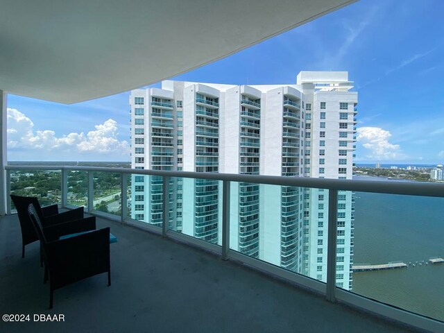 balcony with a water view