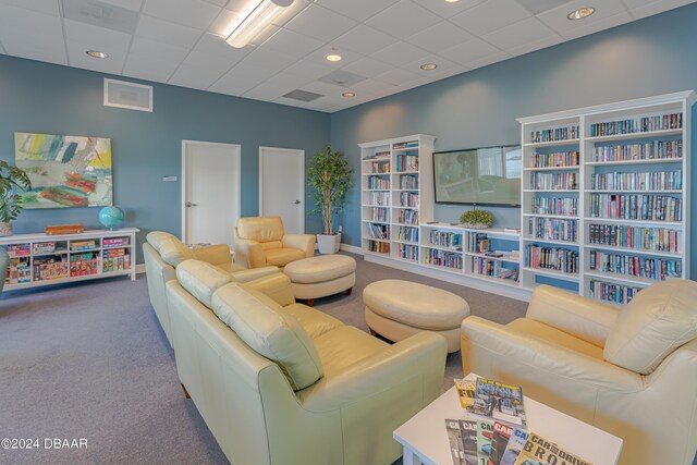 living room featuring carpet flooring