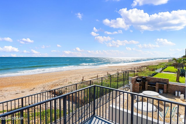 property view of water featuring a view of the beach