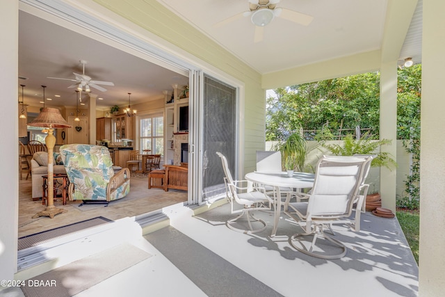 view of patio with ceiling fan