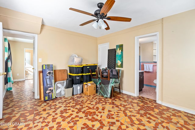 miscellaneous room featuring ceiling fan