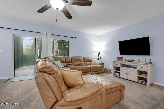1615 Primo Ct, Holly Hill, FL 32117 - carpeted living area featuring ceiling fan and baseboards