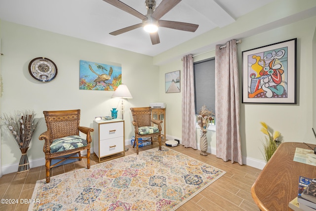711 N Halifax Ave Unit 405, Daytona Beach, FL 32118 - sitting room featuring light hardwood / wood-style floors and ceiling fan